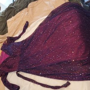 Purple sparkle dress, long sleeves